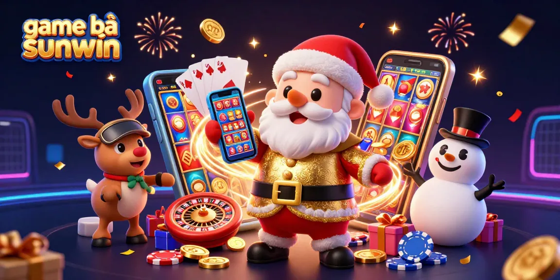 Experience game bài sunwin excitement with Santa and friends celebrating big wins in a vibrant casino.
